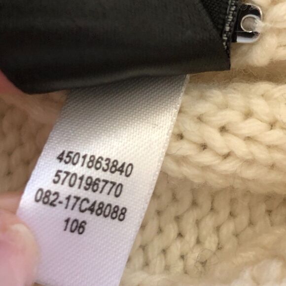 Chico’s Black Label Wool Cream Cashmere Blend Turtleneck Poncho Cape Buckle‎ S/M - Picture 10 of 13